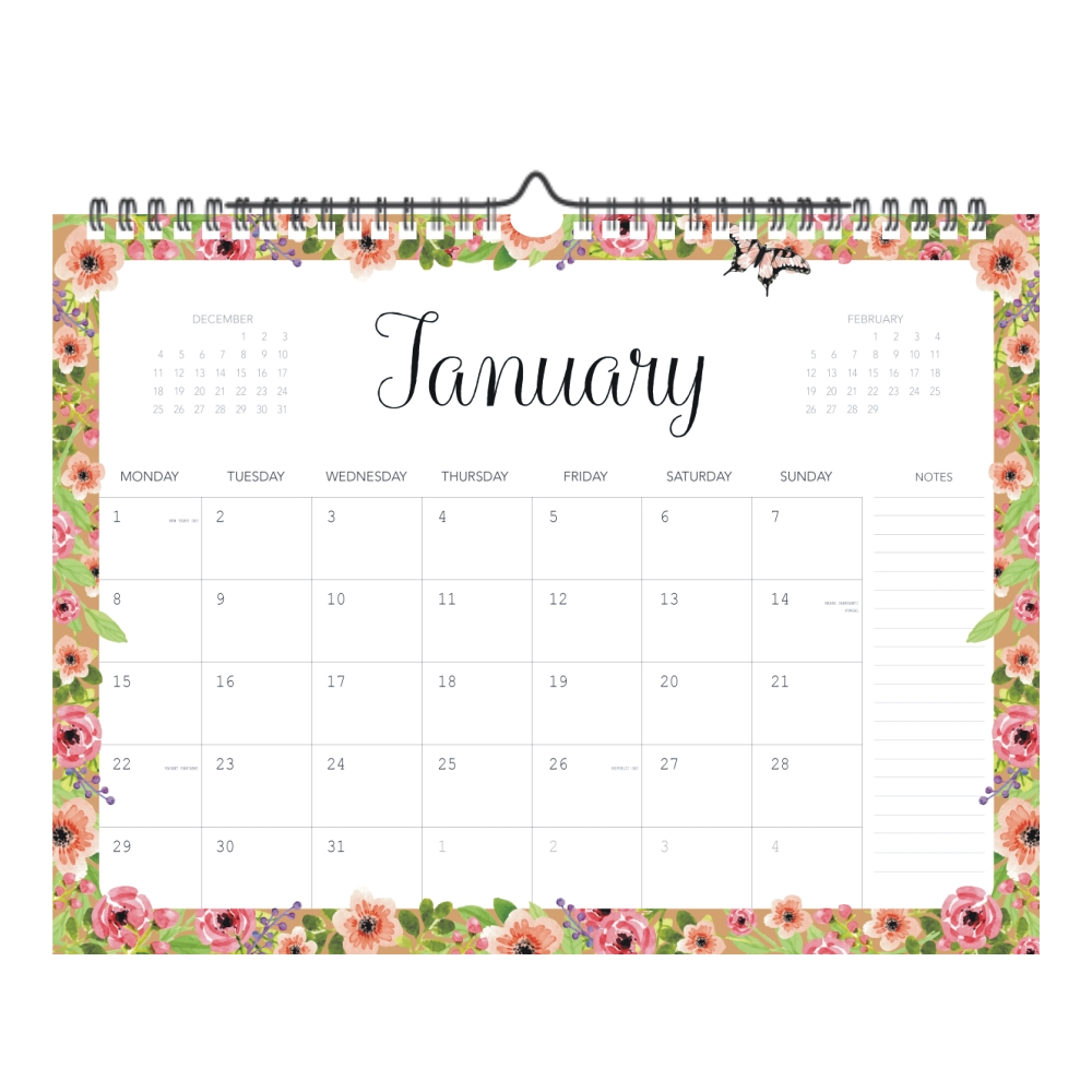 2018 Floral Wall Appointment Calendar